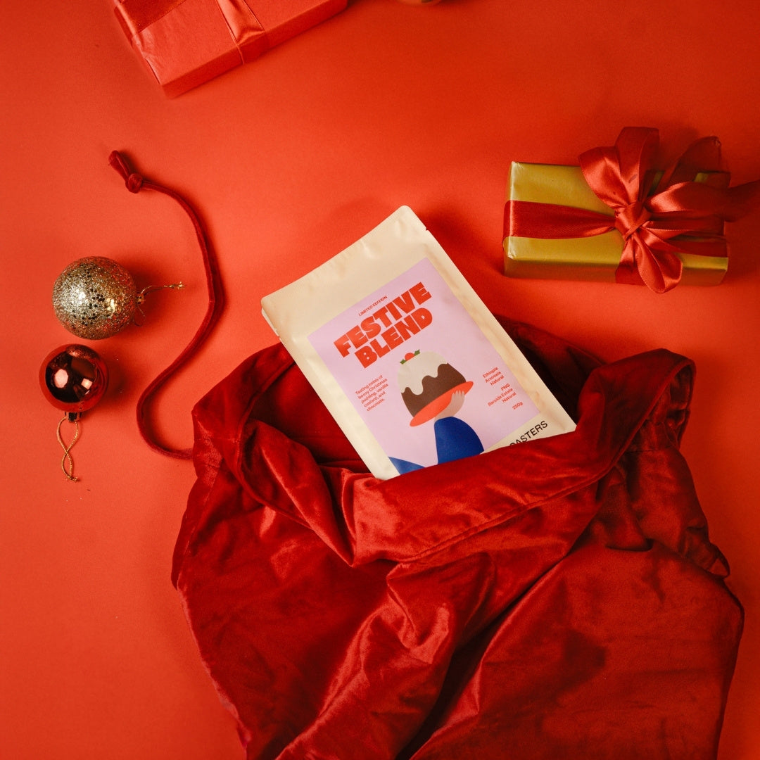 Festive Blend alongside gift boxes